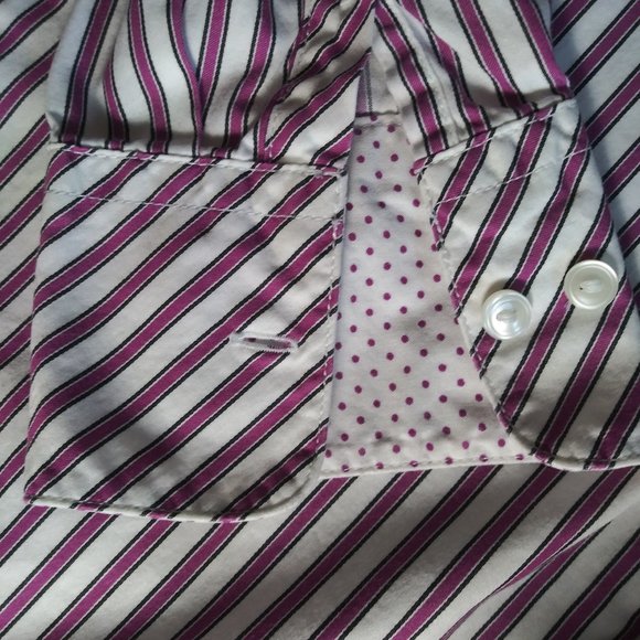 Tommy Hilfiger M Fitted Cotton Shirt Purple Stripe - Picture 4 of 5